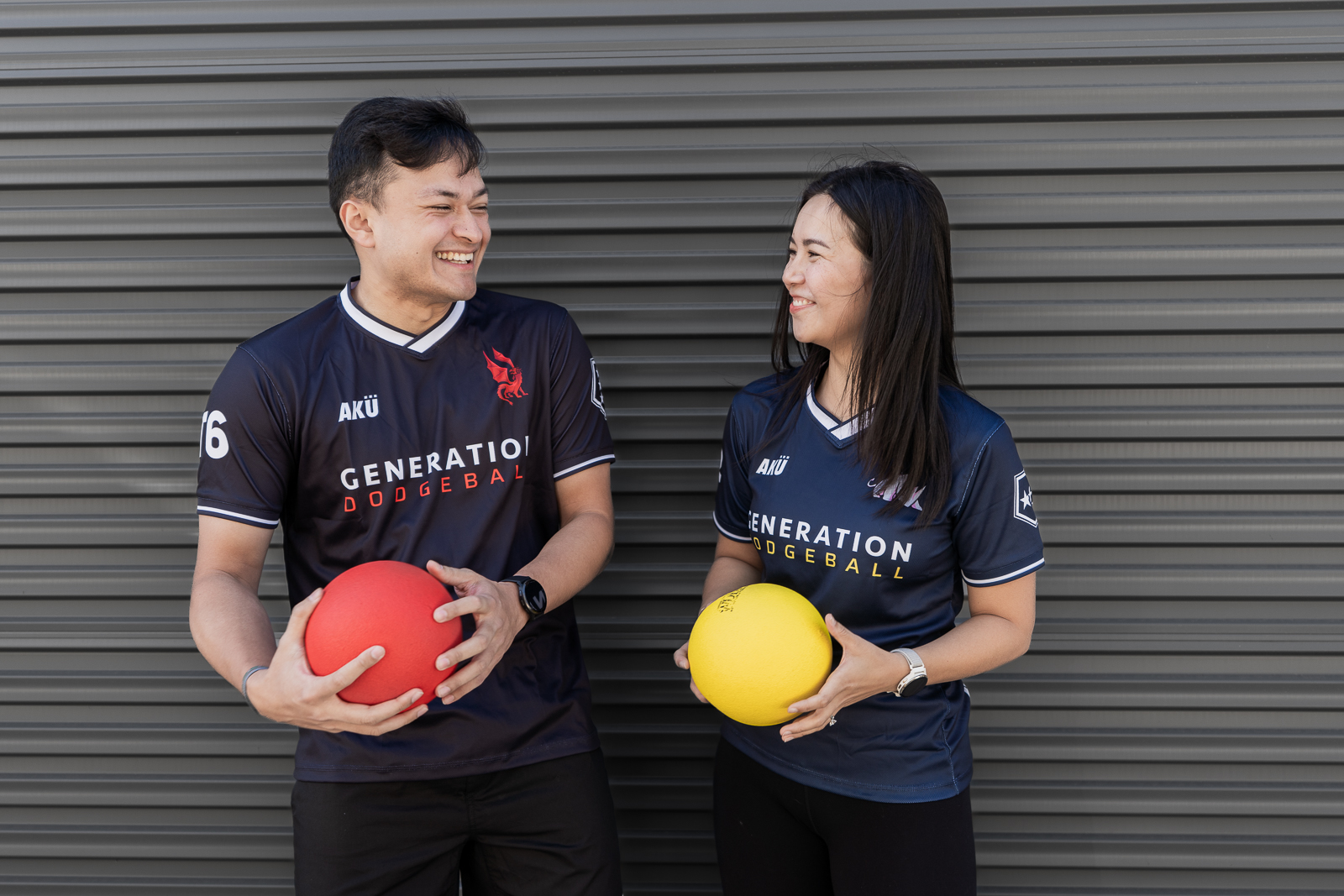 Dodgeball player with bear logo jersey